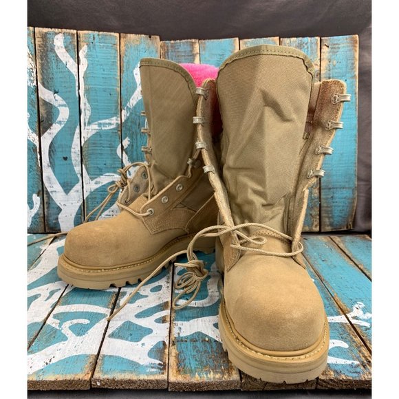NEW UFCW Mondo PT 8430 Steeltoe Tan Suede/Vibram Combat Boots Military Sz 5.50 R main image 6